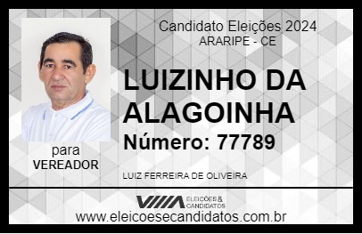 Candidato LUIZINHO DA ALAGOINHA 2024 - ARARIPE - Eleições