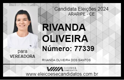 Candidato RIVANDA OLIVEIRA 2024 - ARARIPE - Eleições