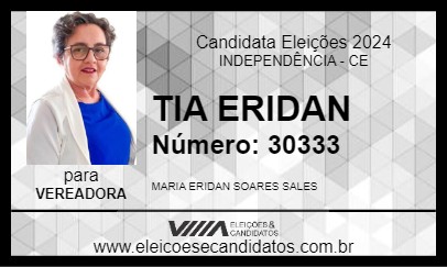 Candidato TIA ERIDAN 2024 - INDEPENDÊNCIA - Eleições