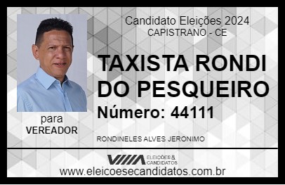 Candidato TAXISTA RONDI DO PESQUEIRO 2024 - CAPISTRANO - Eleições