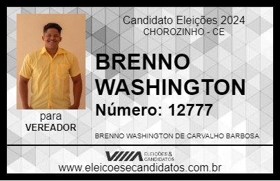 Candidato BRENNO WASHINGTON 2024 - CHOROZINHO - Eleições