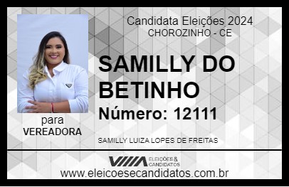 Candidato SAMILLY DO BETINHO 2024 - CHOROZINHO - Eleições