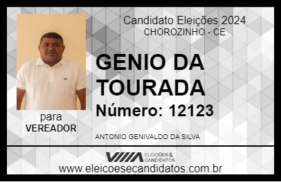 Candidato GENIO DA TOURADA 2024 - CHOROZINHO - Eleições