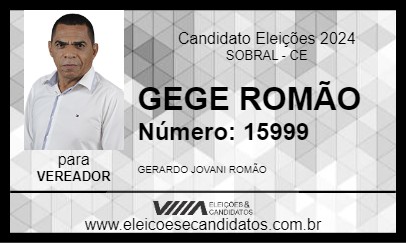 Candidato GEGE ROMÃO 2024 - SOBRAL - Eleições