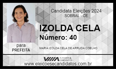 Candidato IZOLDA CELA 2024 - SOBRAL - Eleições