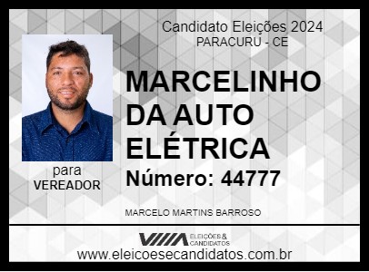 Candidato MARCELINHO DA AUTO ELÉTRICA 2024 - PARACURU - Eleições