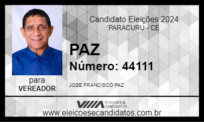 Candidato PAZ 2024 - PARACURU - Eleições