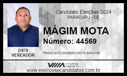 Candidato MÁGIM MOTA 2024 - PARACURU - Eleições