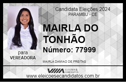 Candidato MAIRLA DO TONHÃO 2024 - PARAMBU - Eleições