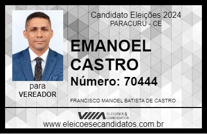 Candidato EMANOEL CASTRO 2024 - PARACURU - Eleições