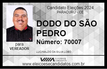 Candidato DODO DO SÃO PEDRO 2024 - PARACURU - Eleições