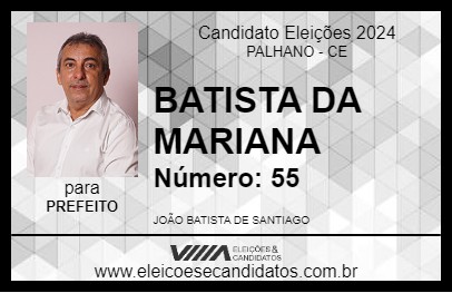 Candidato BATISTA DA MARIANA 2024 - PALHANO - Eleições