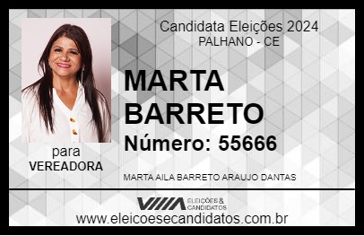 Candidato MARTA BARRETO 2024 - PALHANO - Eleições