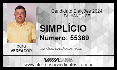 Candidato SIMPLÍCIO 2024 - PALHANO - Eleições