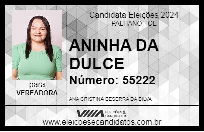 Candidato ANINHA DA DULCE 2024 - PALHANO - Eleições