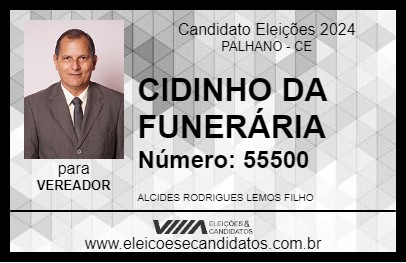 Candidato CIDINHO DA FUNERÁRIA 2024 - PALHANO - Eleições