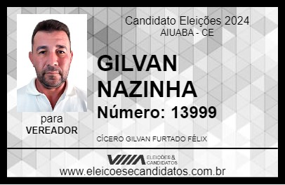 Candidato GILVAN NAZINHA 2024 - AIUABA - Eleições