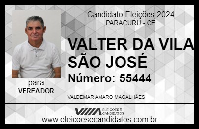 Candidato VALTER DA VILA SÃO JOSÉ 2024 - PARACURU - Eleições