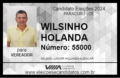 Candidato WILSINHO HOLANDA 2024 - PARACURU - Eleições