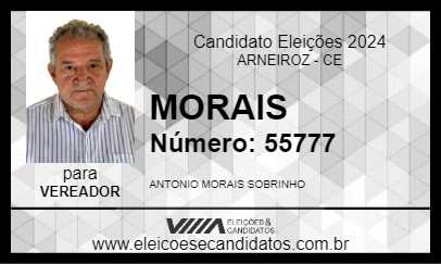 Candidato MORAIS SOBRINHO 2024 - ARNEIROZ - Eleições