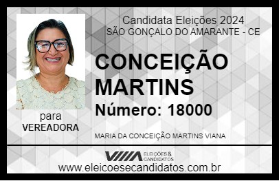 Candidato CONCEIÇÃO MARTINS 2024 - SÃO GONÇALO DO AMARANTE - Eleições