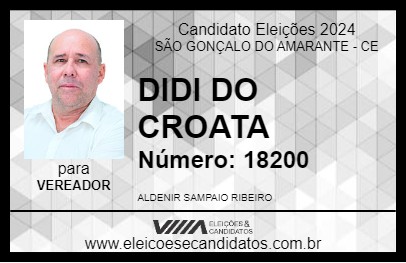 Candidato DIDI DO CROATA 2024 - SÃO GONÇALO DO AMARANTE - Eleições