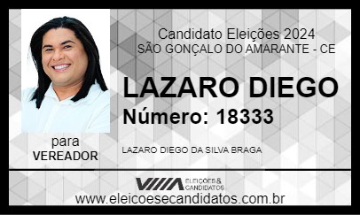 Candidato LAZARO DIEGO 2024 - SÃO GONÇALO DO AMARANTE - Eleições