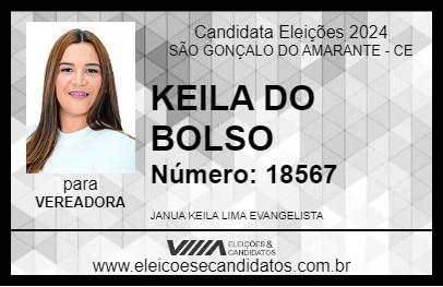 Candidato KEILA DO BOLSO 2024 - SÃO GONÇALO DO AMARANTE - Eleições