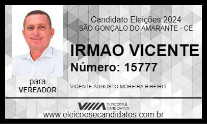 Candidato IRMAO VICENTE 2024 - SÃO GONÇALO DO AMARANTE - Eleições