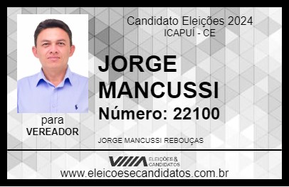 Candidato JORGE MANCUSSI 2024 - ICAPUÍ - Eleições