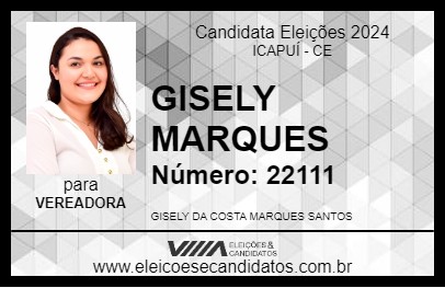 Candidato GISELY MARQUES 2024 - ICAPUÍ - Eleições