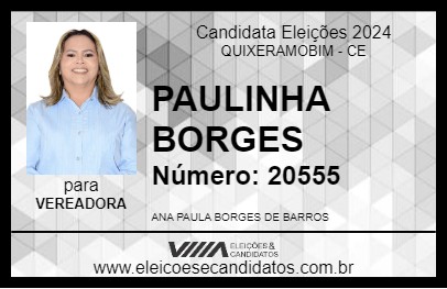 Candidato PAULINHA BORGES 2024 - QUIXERAMOBIM - Eleições