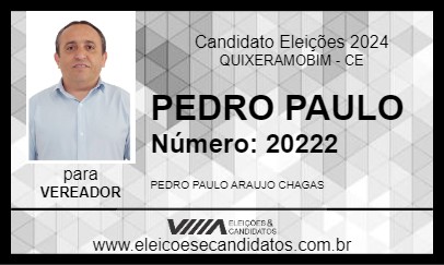 Candidato PEDRO PAULO 2024 - QUIXERAMOBIM - Eleições