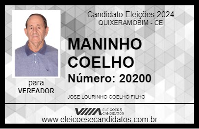 Candidato MANINHO COELHO 2024 - QUIXERAMOBIM - Eleições