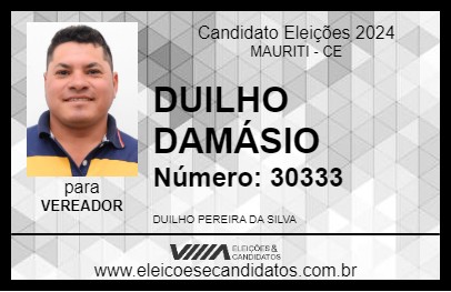 Candidato DUILHO DAMÁSIO 2024 - MAURITI - Eleições