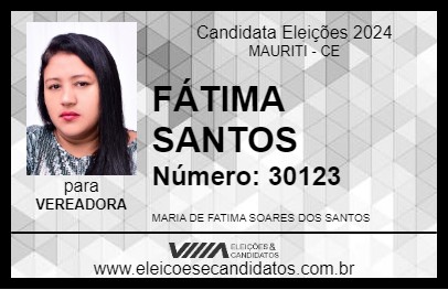 Candidato FÁTIMA SANTOS 2024 - MAURITI - Eleições