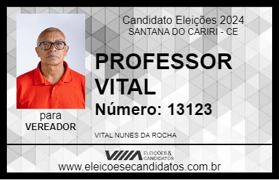 Candidato PROFESSOR VITAL 2024 - SANTANA DO CARIRI - Eleições