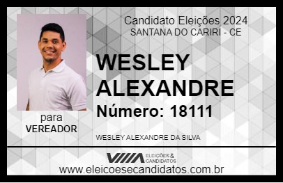 Candidato WESLEY ALEXANDRE 2024 - SANTANA DO CARIRI - Eleições