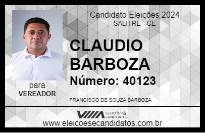 Candidato CLAUDIO BARBOZA 2024 - SALITRE - Eleições