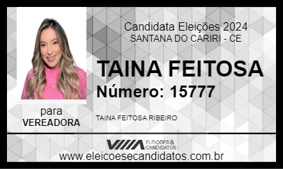 Candidato TAINA FEITOSA 2024 - SANTANA DO CARIRI - Eleições