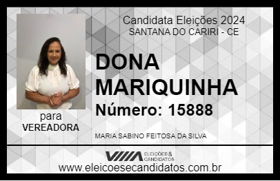 Candidato DONA MARIQUINHA 2024 - SANTANA DO CARIRI - Eleições