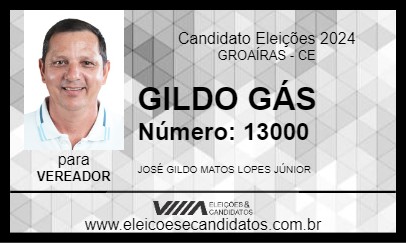 Candidato GILDO GÁS 2024 - GROAÍRAS - Eleições