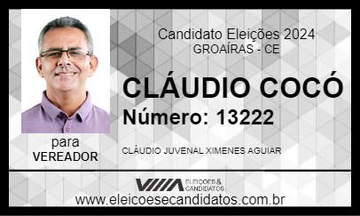 Candidato CLÁUDIO COCÓ 2024 - GROAÍRAS - Eleições