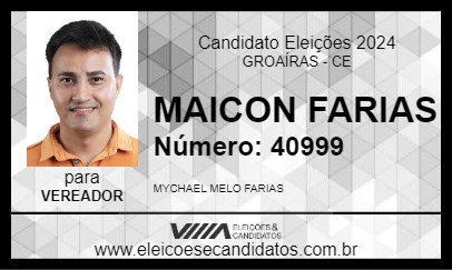 Candidato MAICON FARIAS 2024 - GROAÍRAS - Eleições