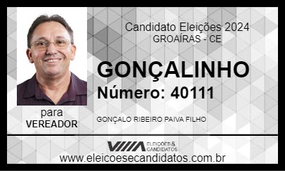 Candidato GONÇALINHO 2024 - GROAÍRAS - Eleições