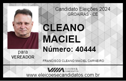 Candidato CLEANO MACIEL 2024 - GROAÍRAS - Eleições