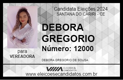 Candidato DEBORA GREGORIO 2024 - SANTANA DO CARIRI - Eleições