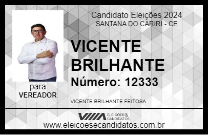 Candidato VICENTE BRILHANTE 2024 - SANTANA DO CARIRI - Eleições