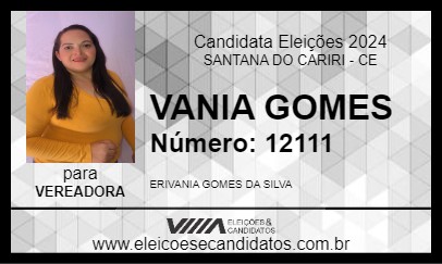 Candidato VANIA GOMES 2024 - SANTANA DO CARIRI - Eleições