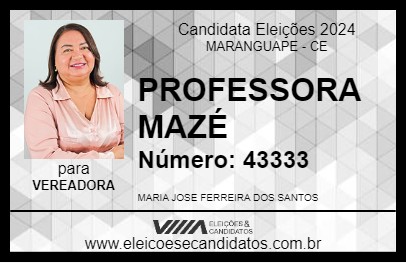 Candidato PROFESSORA MAZÉ 2024 - MARANGUAPE - Eleições